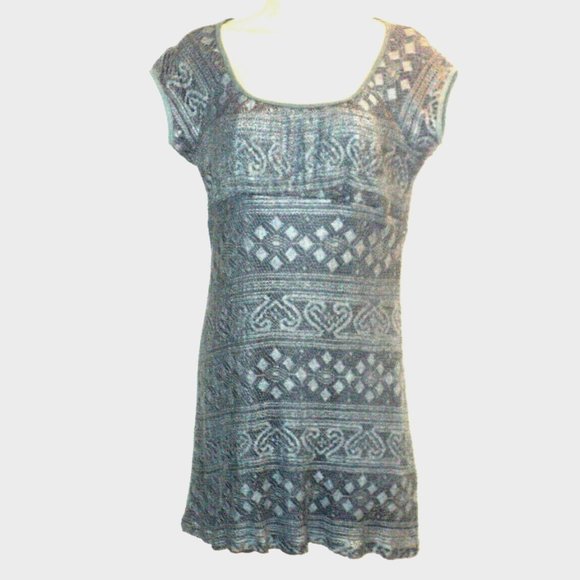 Cloud 8 Dresses & Skirts - Cloud 8 Dress Women's Size 10 Blue-Gray Crocheted Lace, Lined Cap Sleeve Vintage